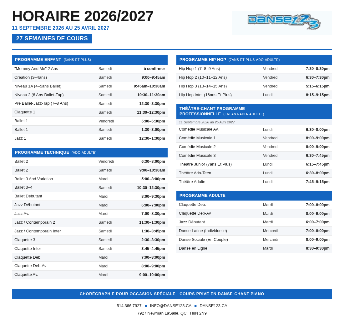 horaire